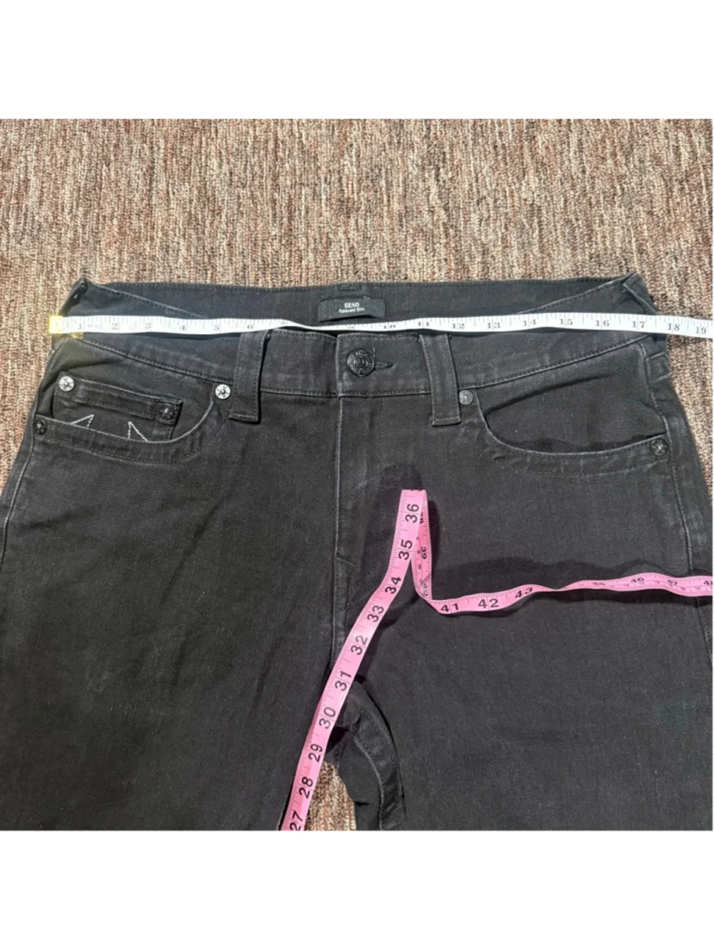 True Religion Geno Relaxed Slim Black Jeans Waist 33